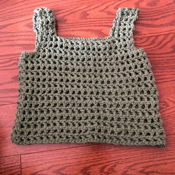 Hand- crocheted green coloured cotton mesh pop-top -new - Picture 3 of 6